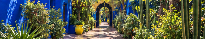 An arched garden entrance along a shaded path